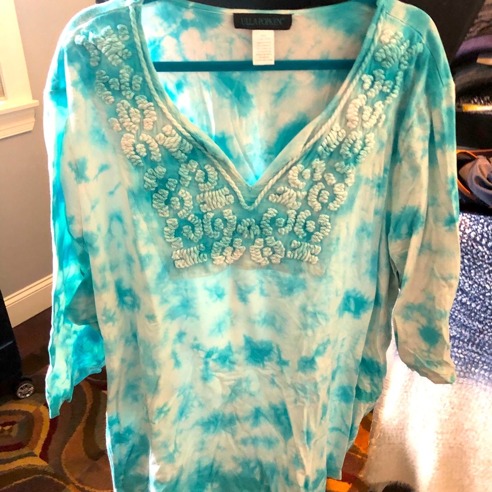 Tie Dye turquoise Top by Ulla Popken